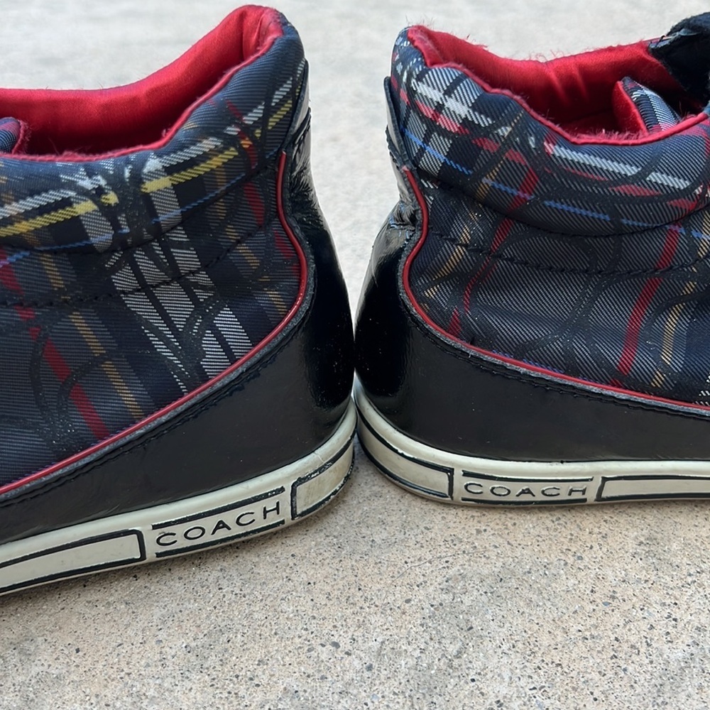 💚Coach Finch Plaid High Top Sneakers women's Size 7 - Picture 10 of 12